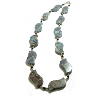 Blue Jasper and Black Onyx Beaded Necklace